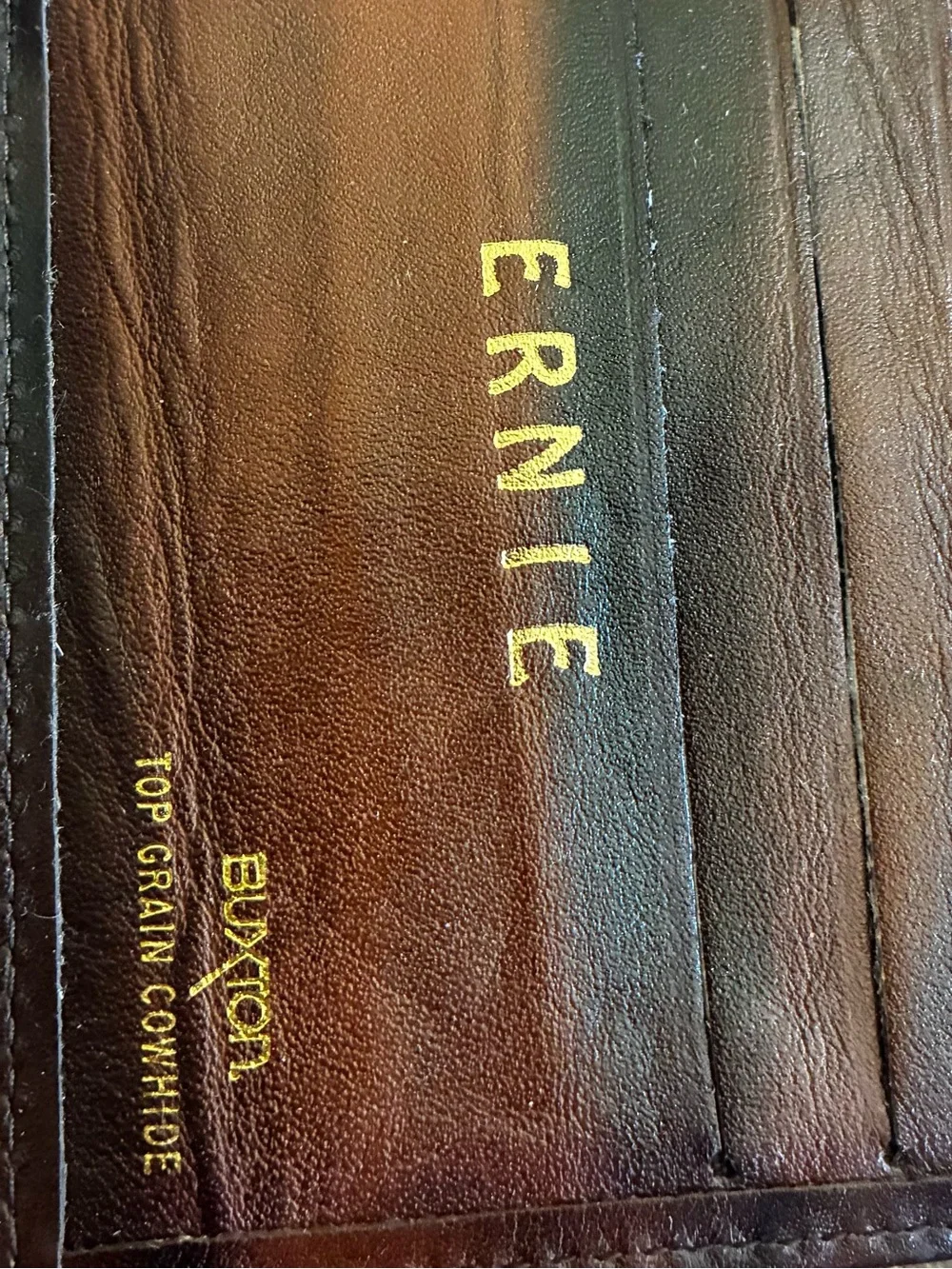 Vintage Buxton Genuine Leather Bifold Wallet NOS in Box - Personalized ERNIE
